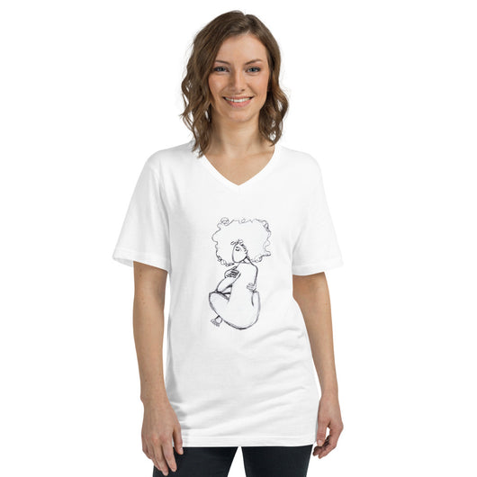 Self Love Sketch - Unisex Short Sleeve V-Neck T-Shirt